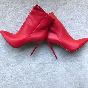 Red booties with stiletto heel